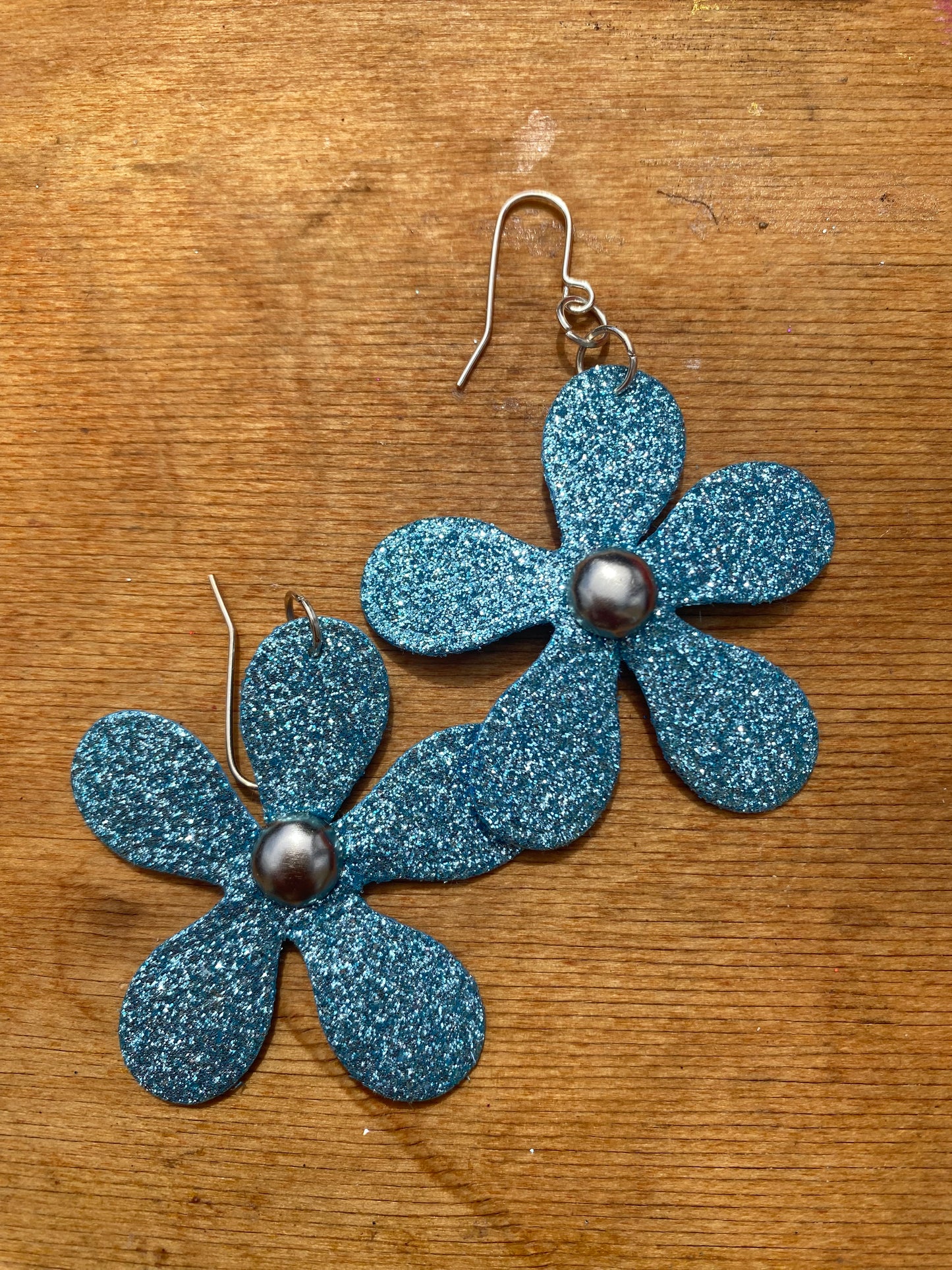 Funky Glitter Felt flower Earrings