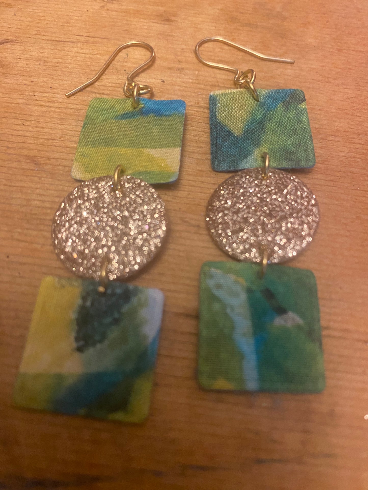 Watercolour shapes and glitter earrings