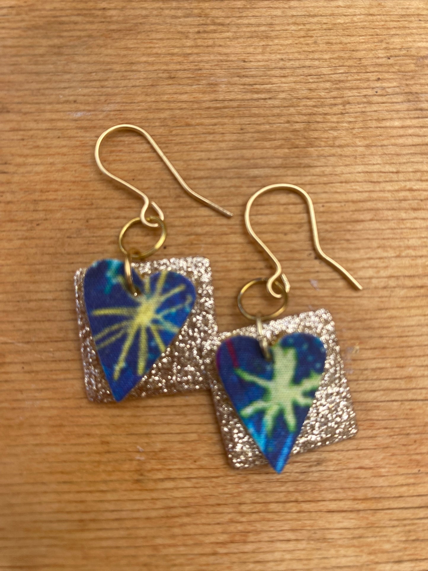 Heart tile earrings