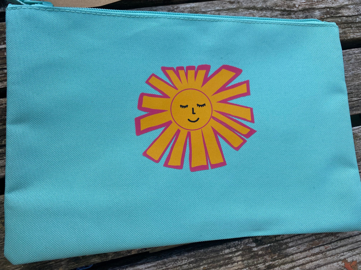 Pale Turquoise Recycled Polyester Zip Pouch