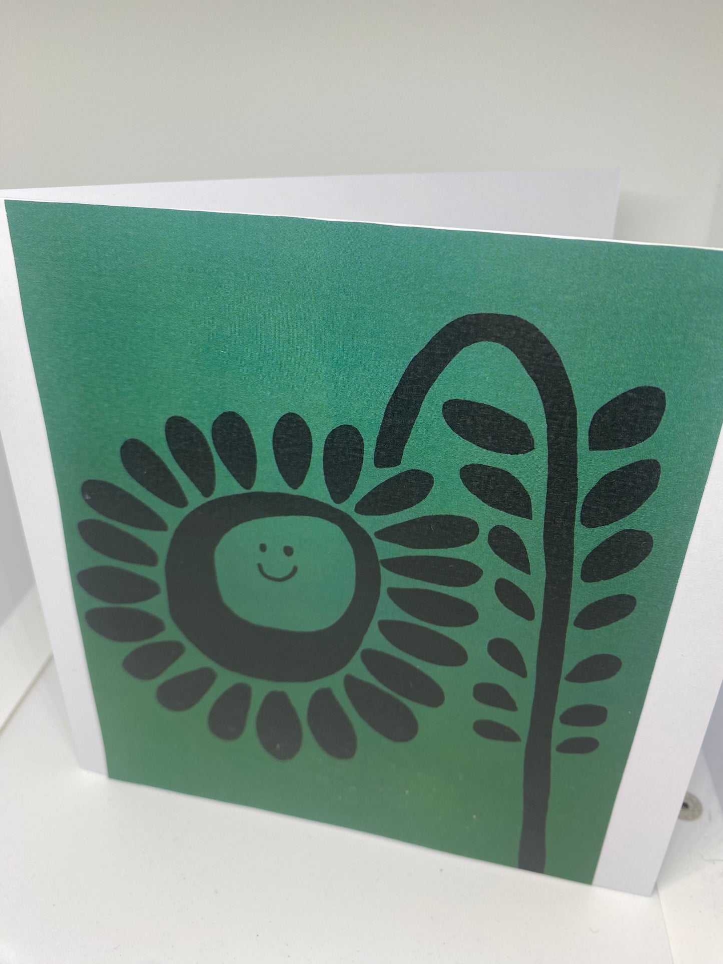 Grass green Flower Set of 4 Square Cards with envelopes cards measure 15 cm x 15 cm