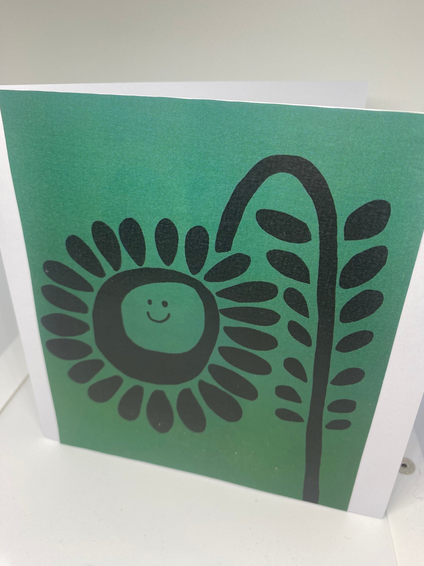 Grass green Flower Set of 4 Square Cards with envelopes cards measure 15 cm x 15 cm