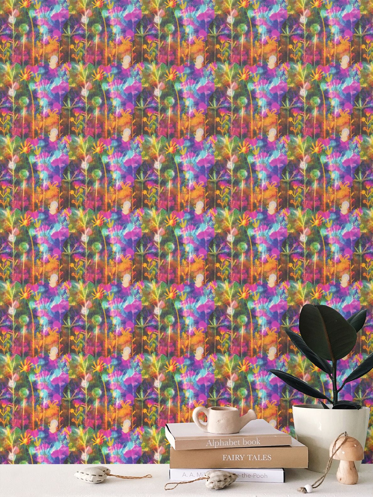 Glow Stems Repeat Pattern Wallpaper