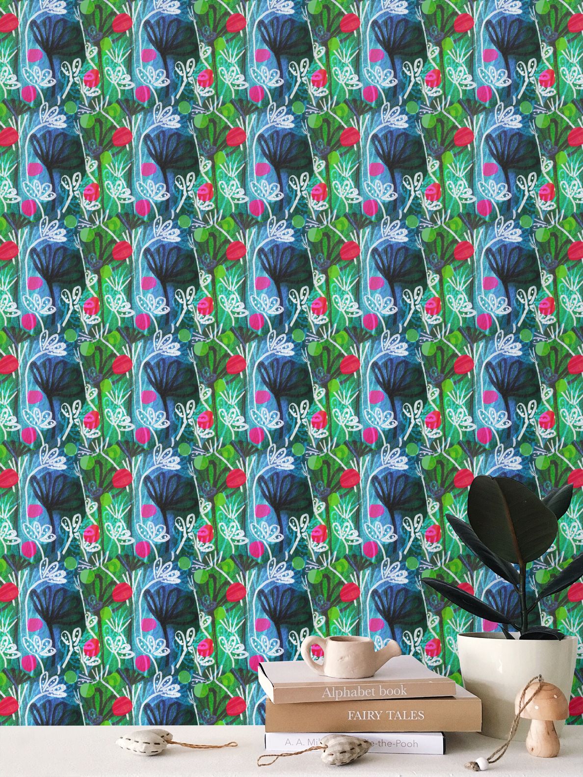 River Flowers Repeat Pattern Wallpaper