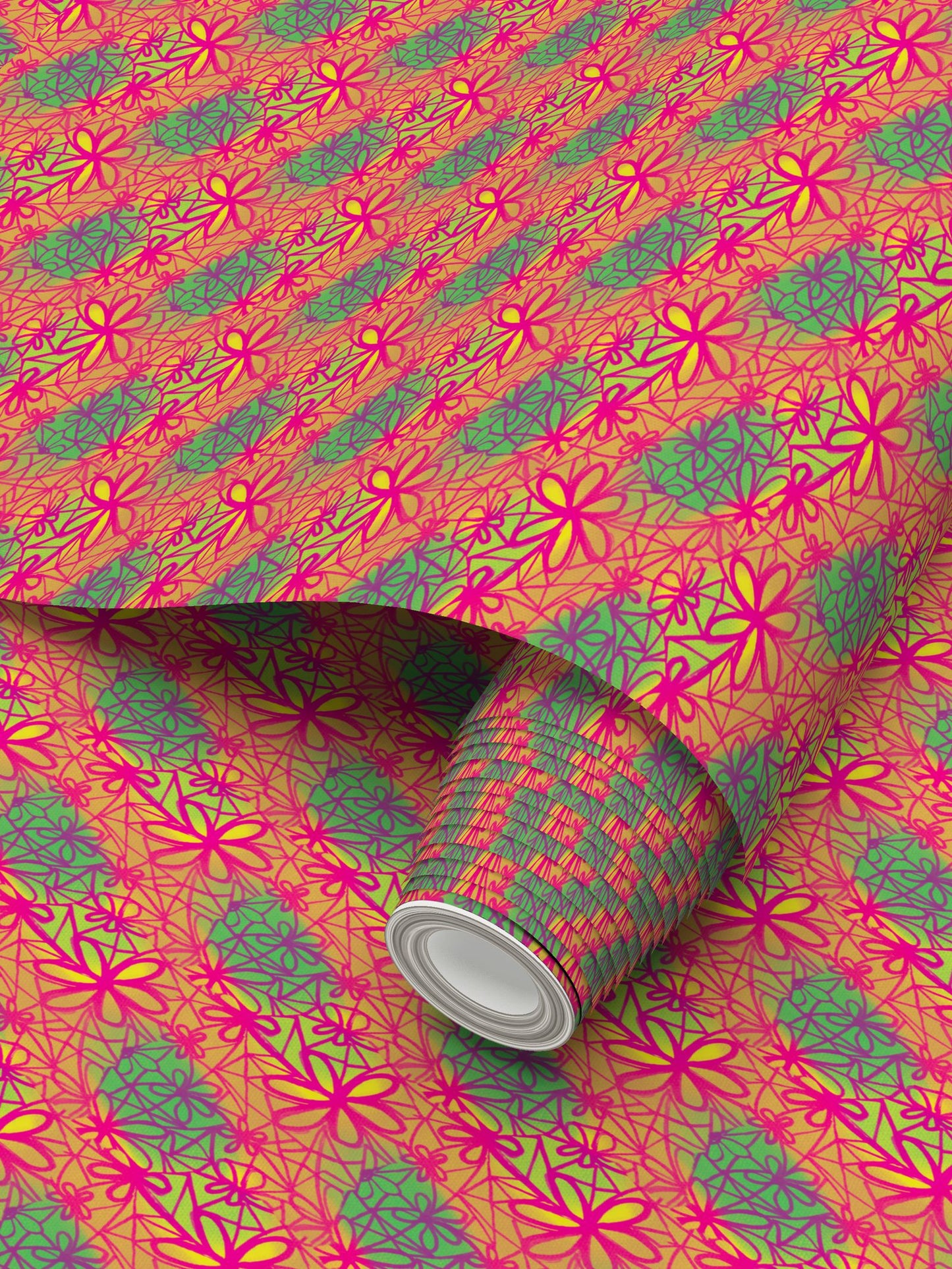 Flower connections Repeat Pattern Wallpaper