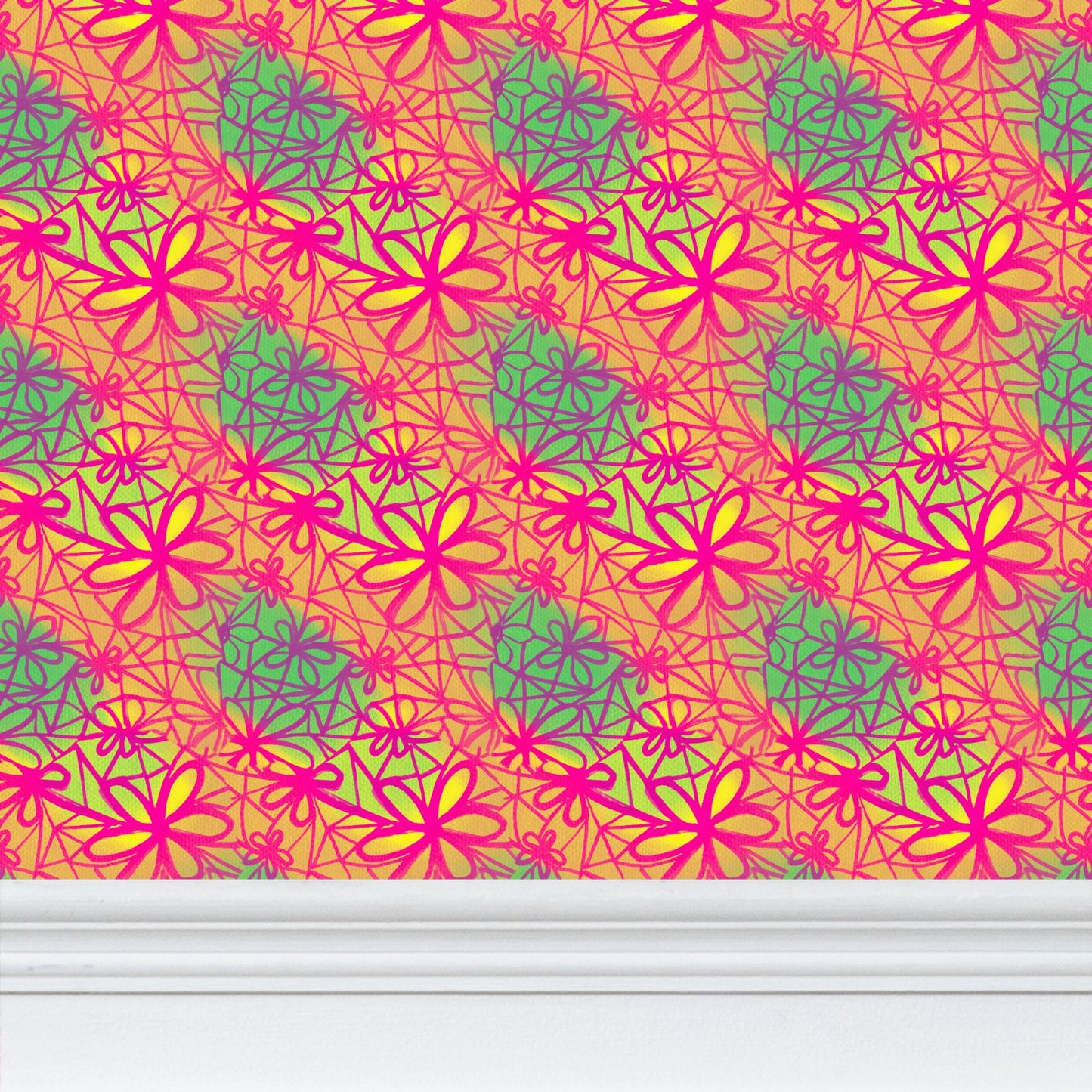 Flower connections Repeat Pattern Wallpaper