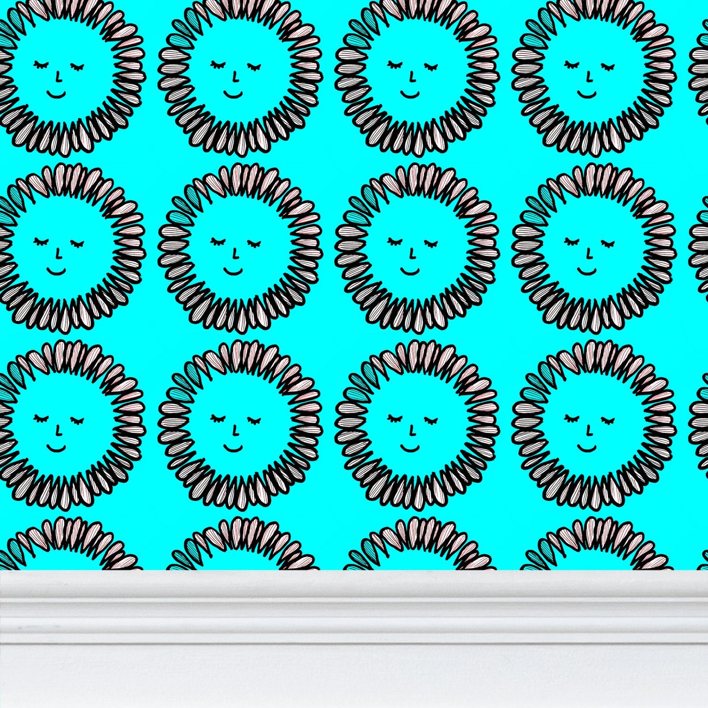 Daisy print Repeat Pattern Wallpaper