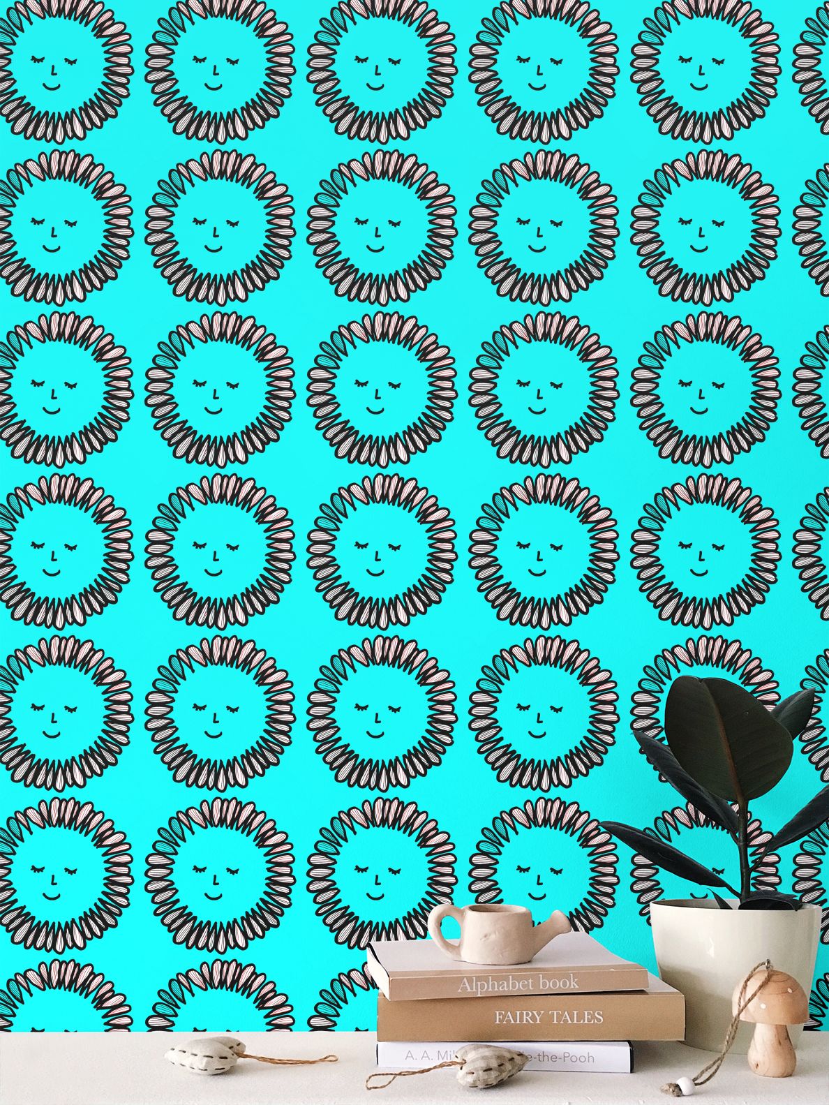 Daisy print Repeat Pattern Wallpaper