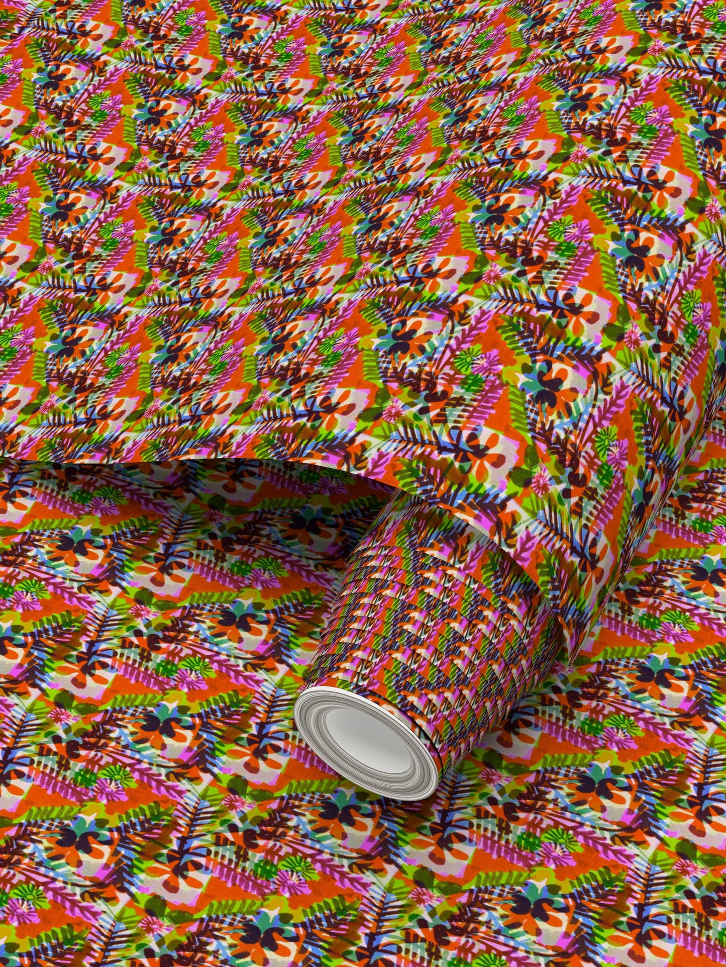 Changing light flowers Repeat Pattern Wallpaper