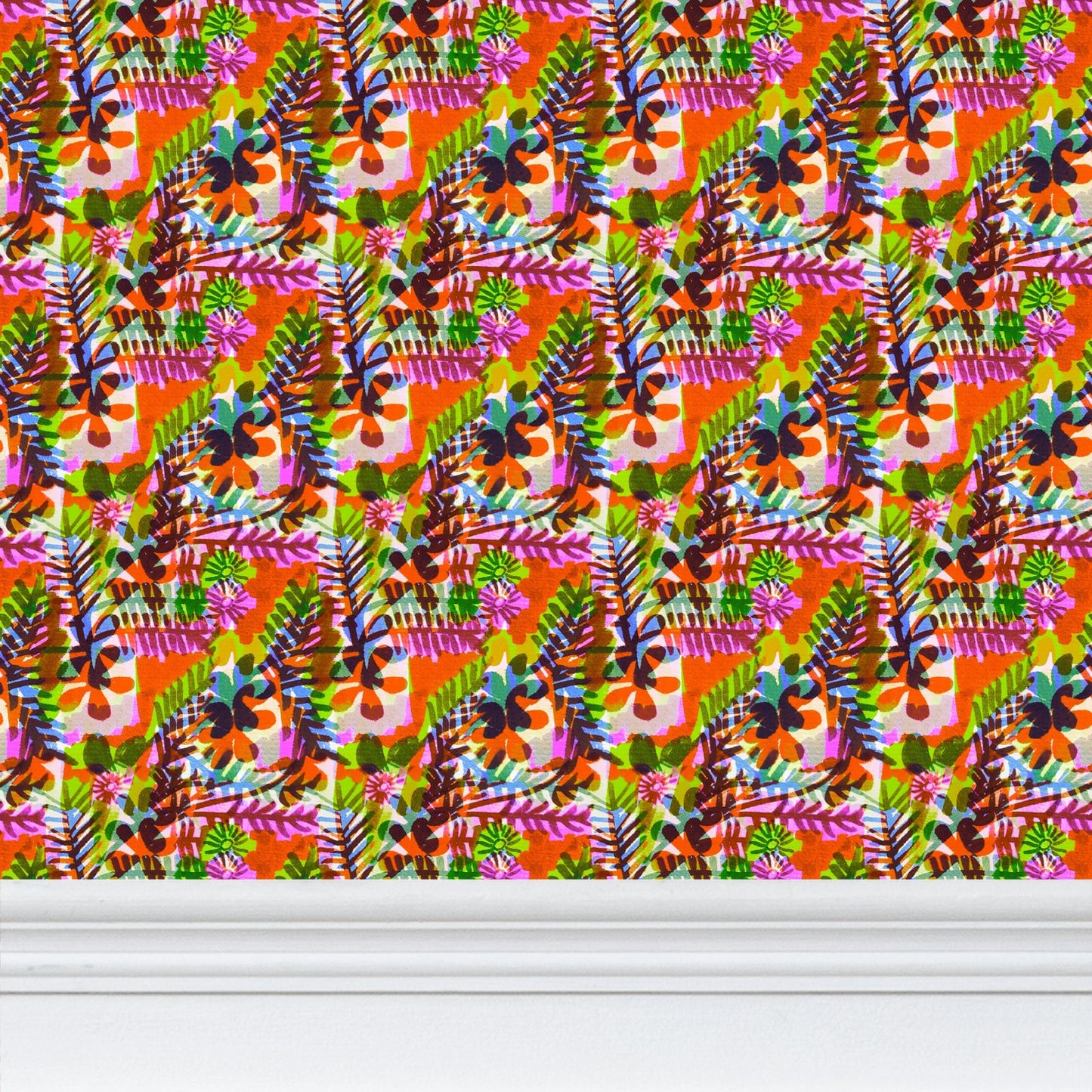 Changing light flowers Repeat Pattern Wallpaper