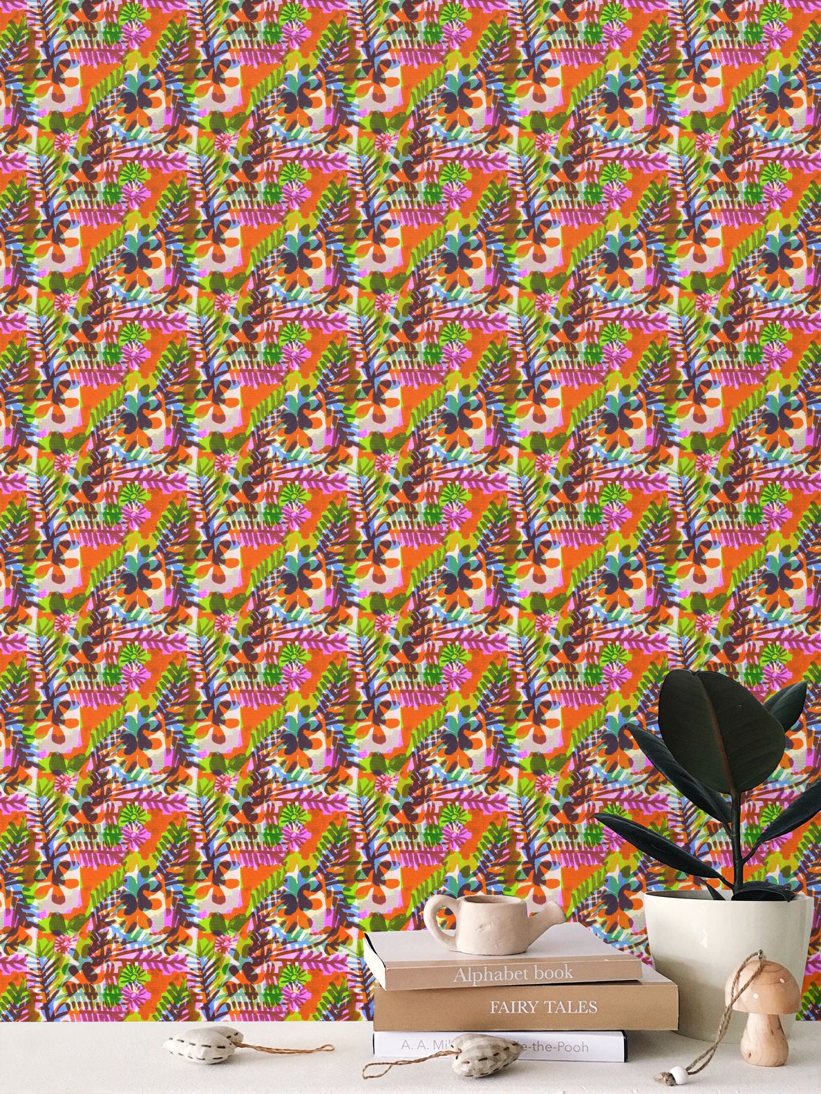 Changing light flowers Repeat Pattern Wallpaper