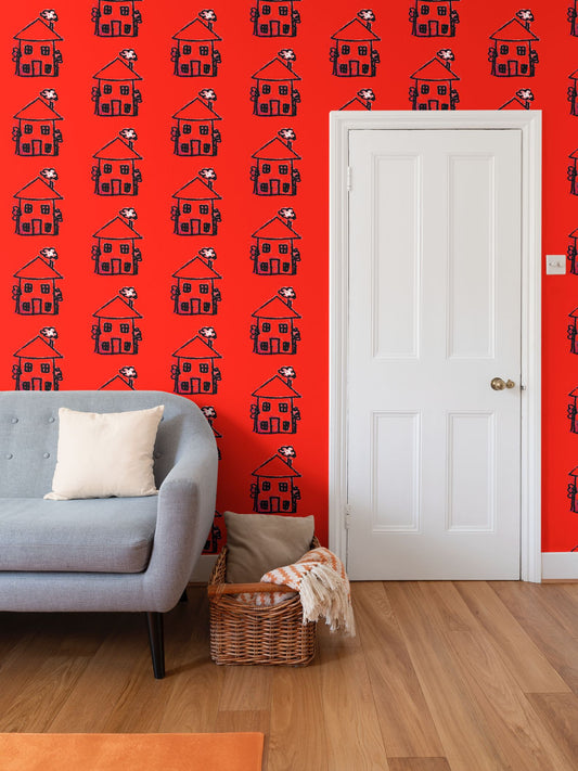 My Little House Repeat Pattern Wallpaper