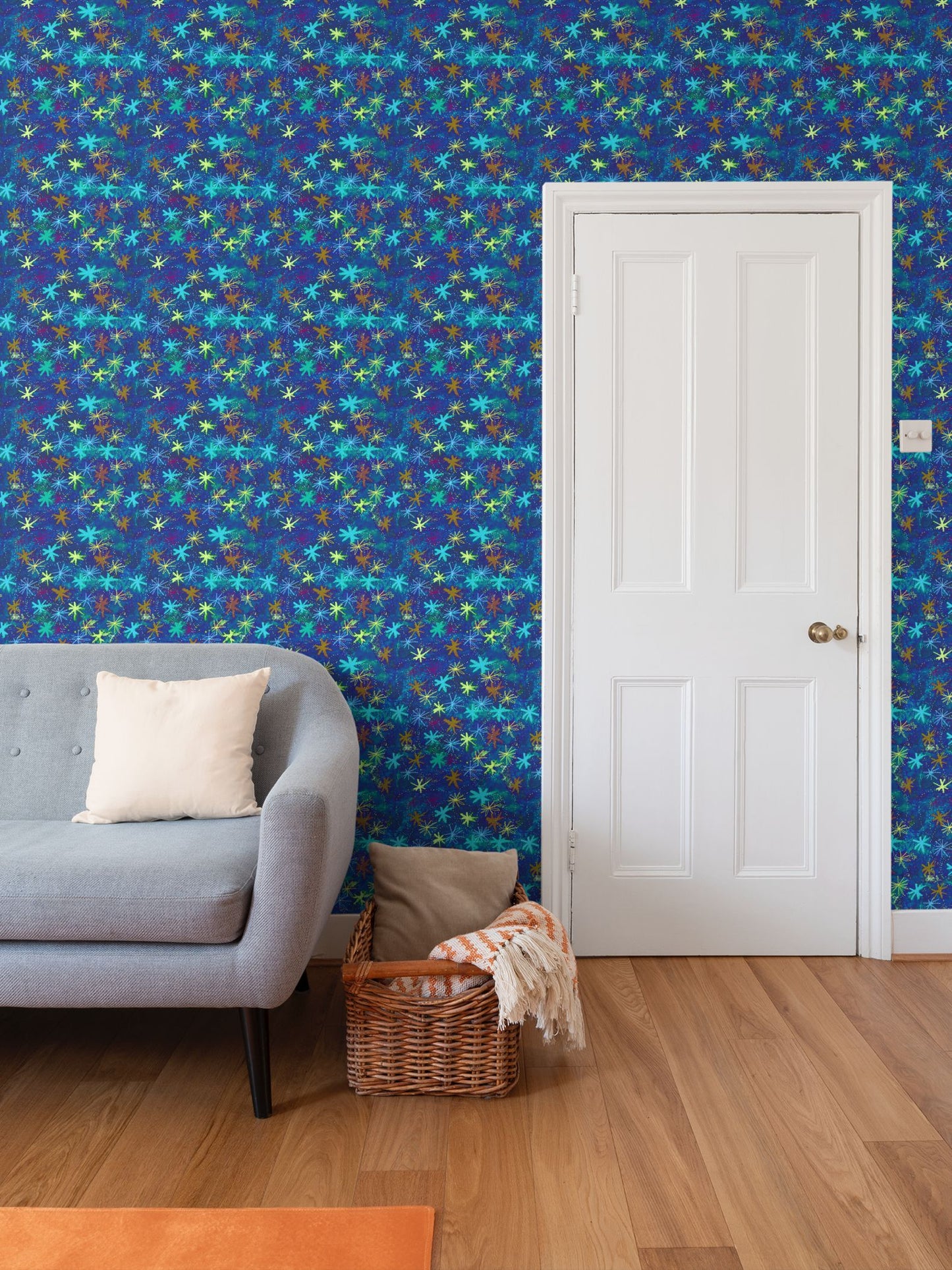 Blue Starry Repeat Pattern Wallpaper