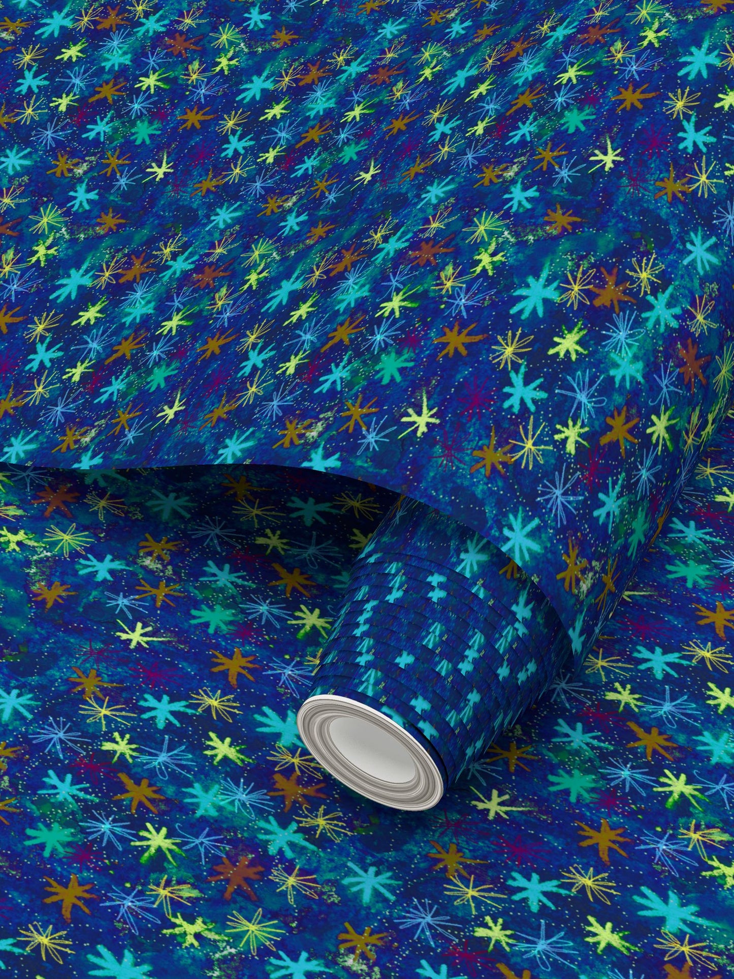 Blue Starry Repeat Pattern Wallpaper