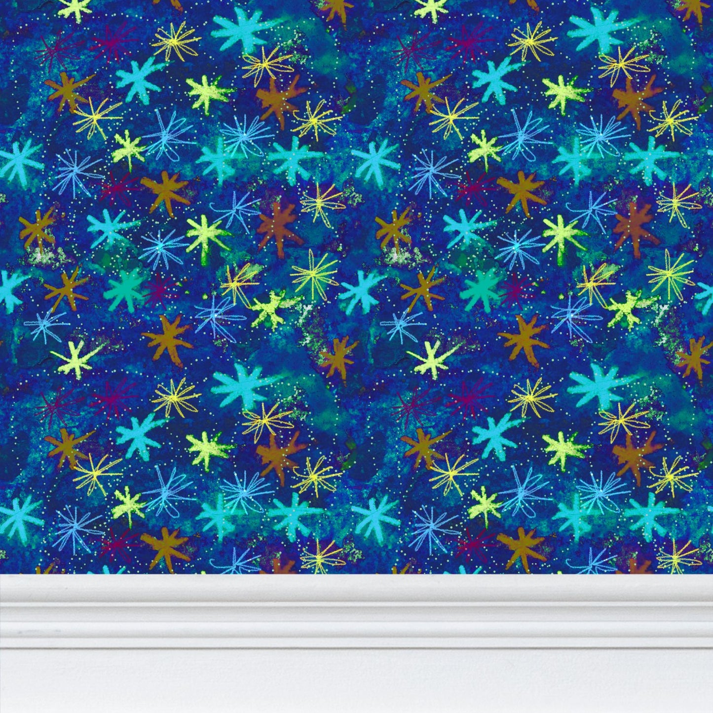 Blue Starry Repeat Pattern Wallpaper
