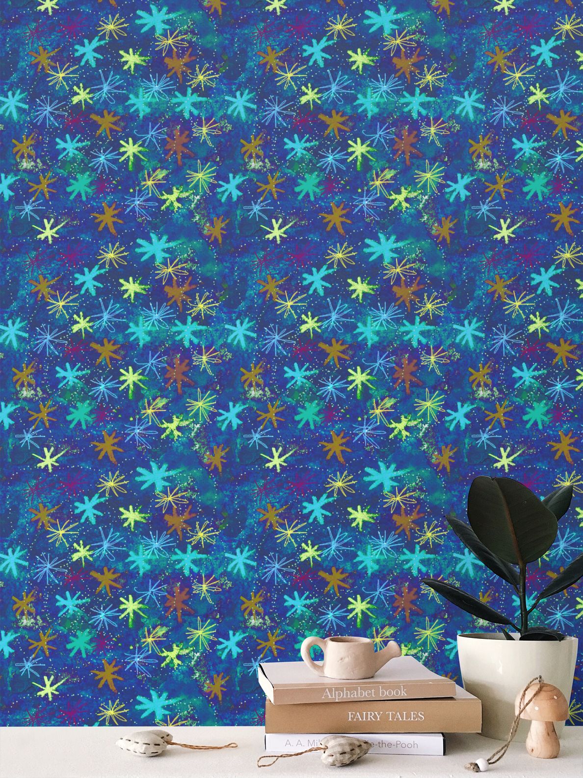 Blue Starry Repeat Pattern Wallpaper