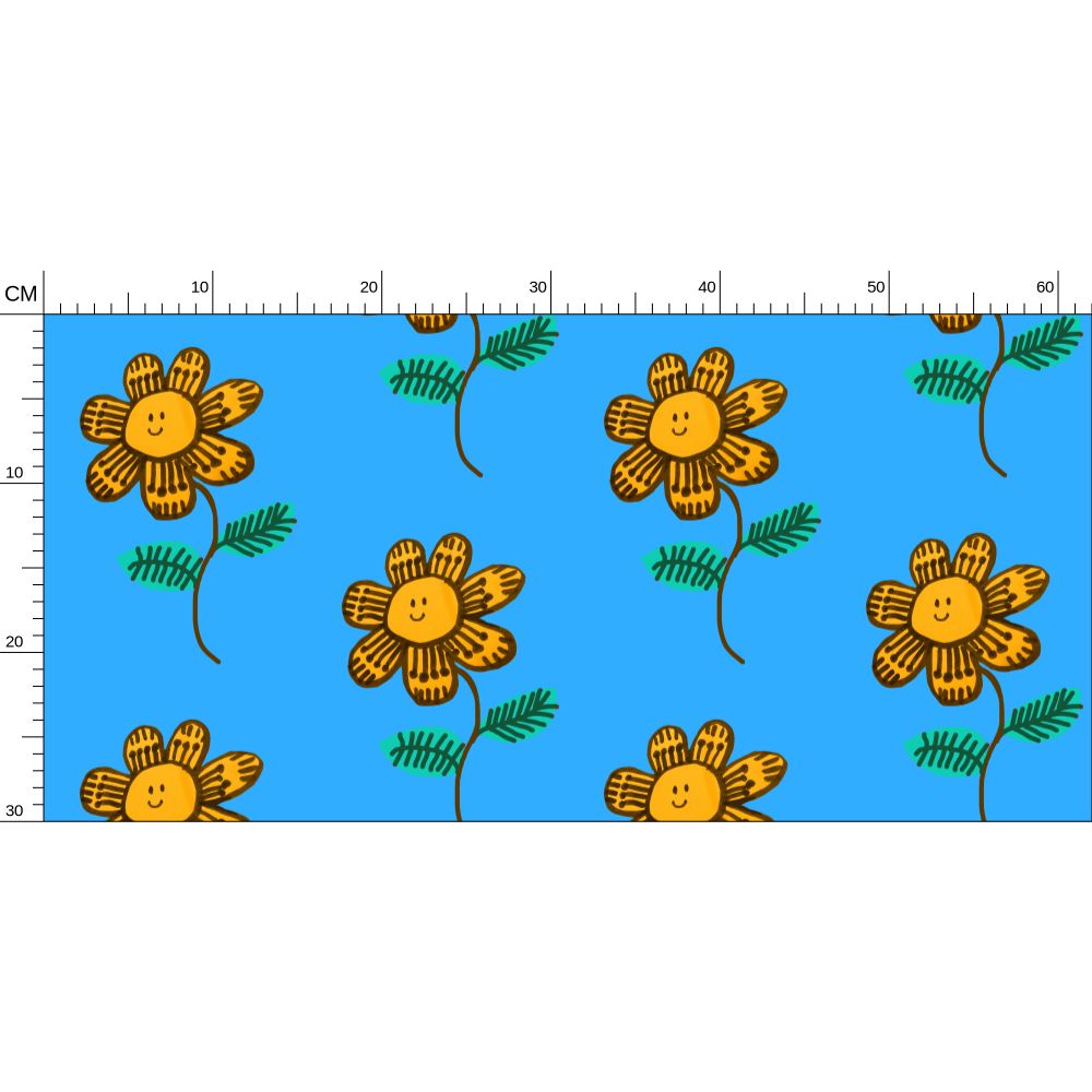 Yellow happy flower Repeat Pattern Wallpaper