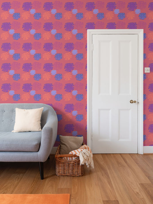 1970s Flowers Repeat Pattern Wallpaper