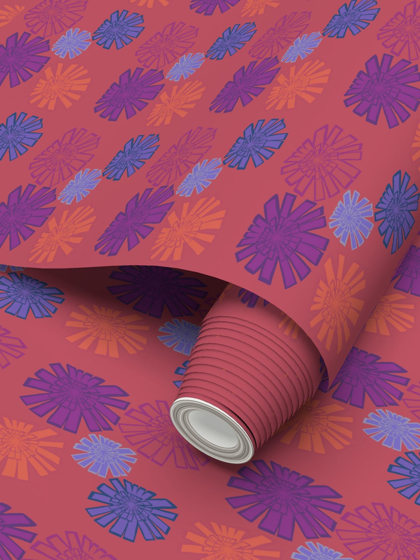 1970s Flowers Repeat Pattern Wallpaper