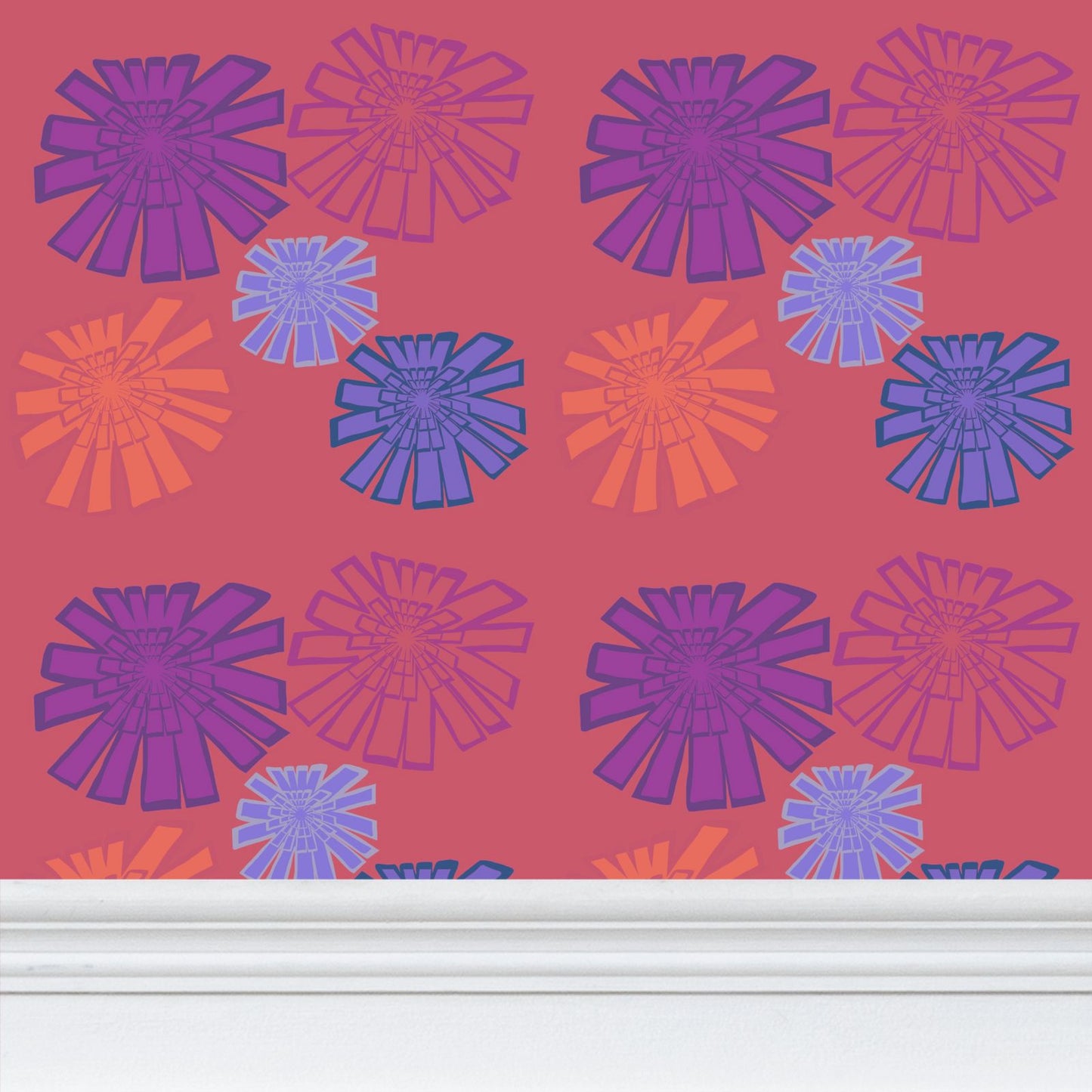 1970s Flowers Repeat Pattern Wallpaper