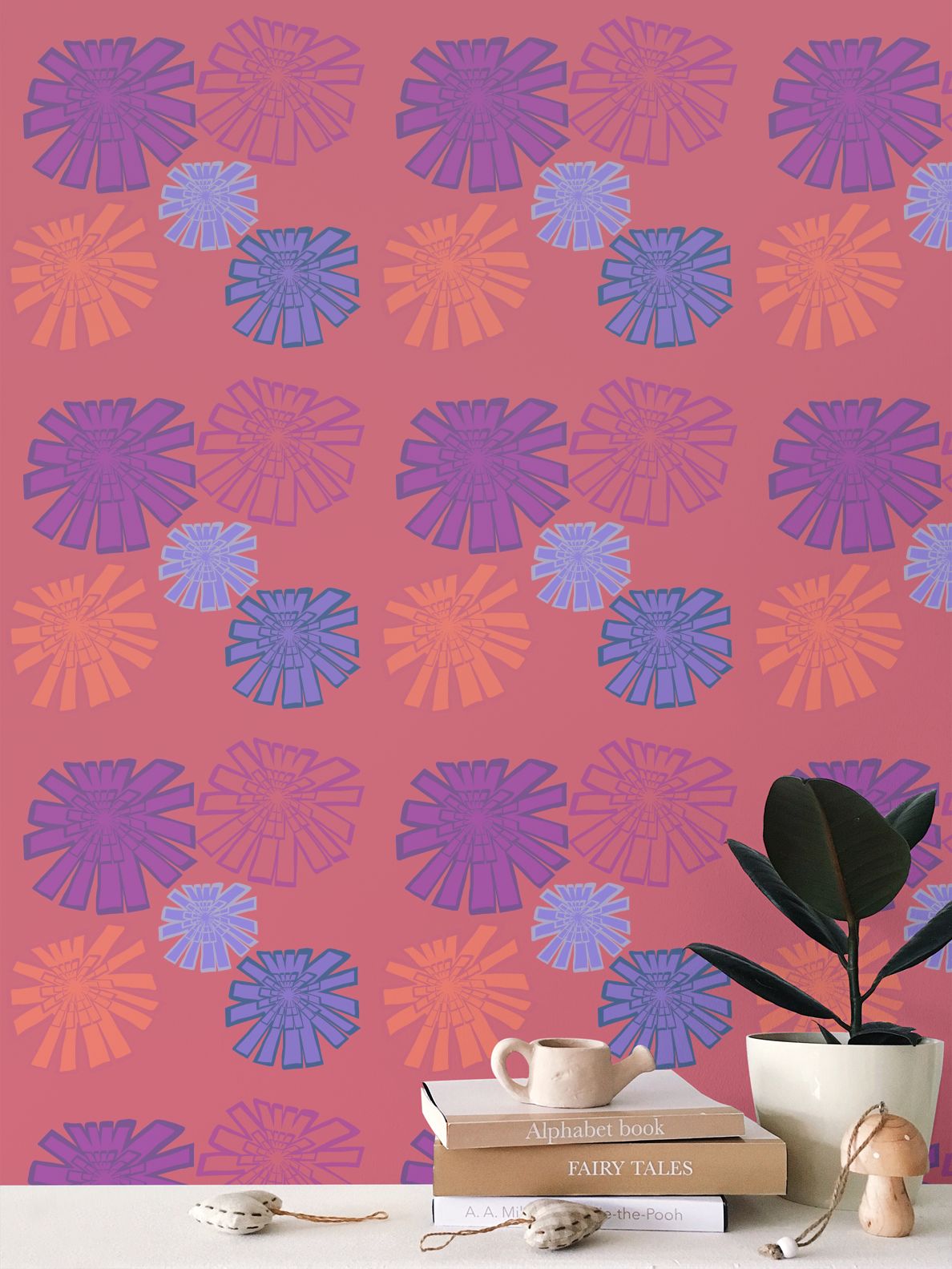 1970s Flowers Repeat Pattern Wallpaper