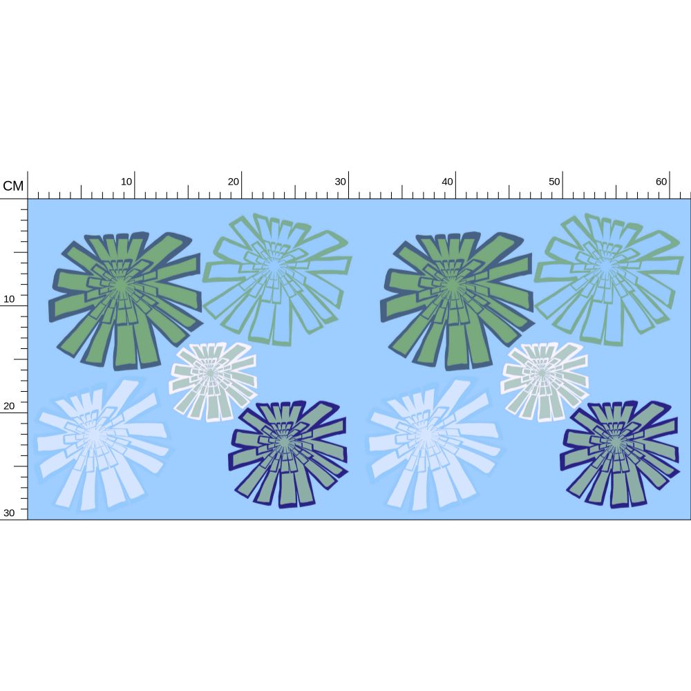 Blue vintage Flowers Repeat Pattern Wallpaper