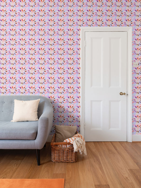 Inky Flower Repeat Pattern Wallpaper