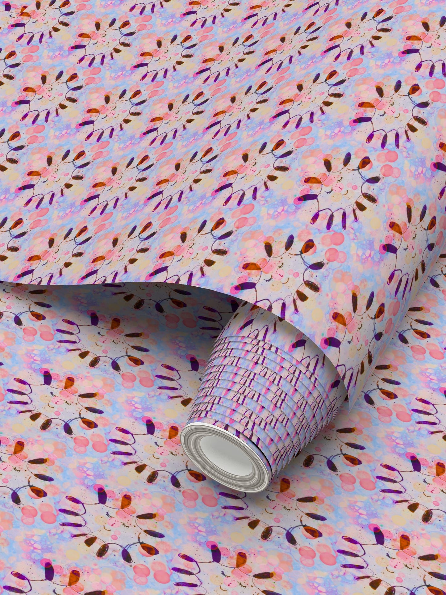 Inky Flower Repeat Pattern Wallpaper