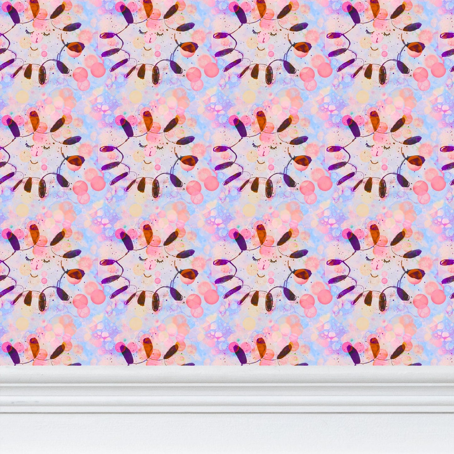 Inky Flower Repeat Pattern Wallpaper