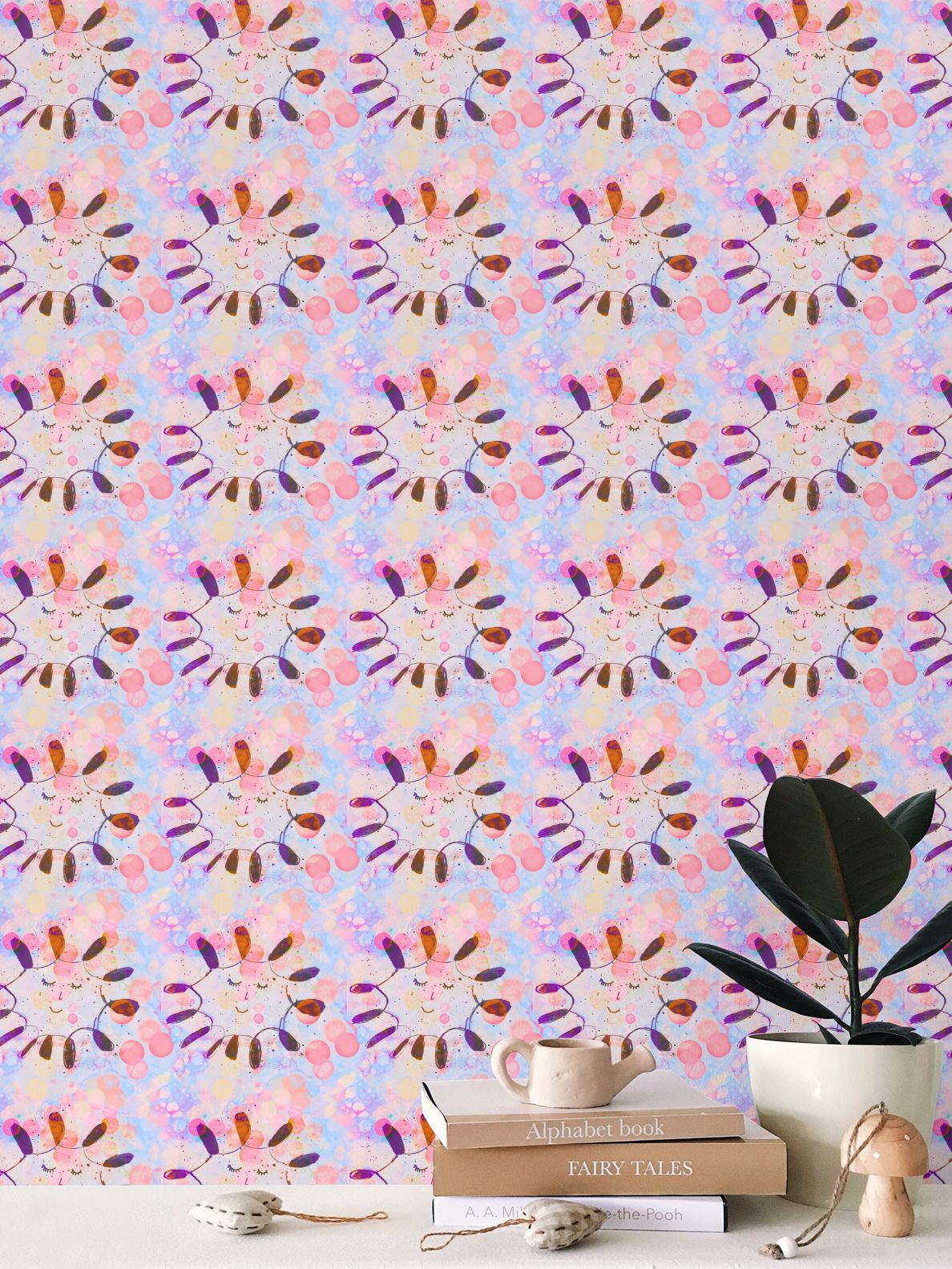 Inky Flower Repeat Pattern Wallpaper