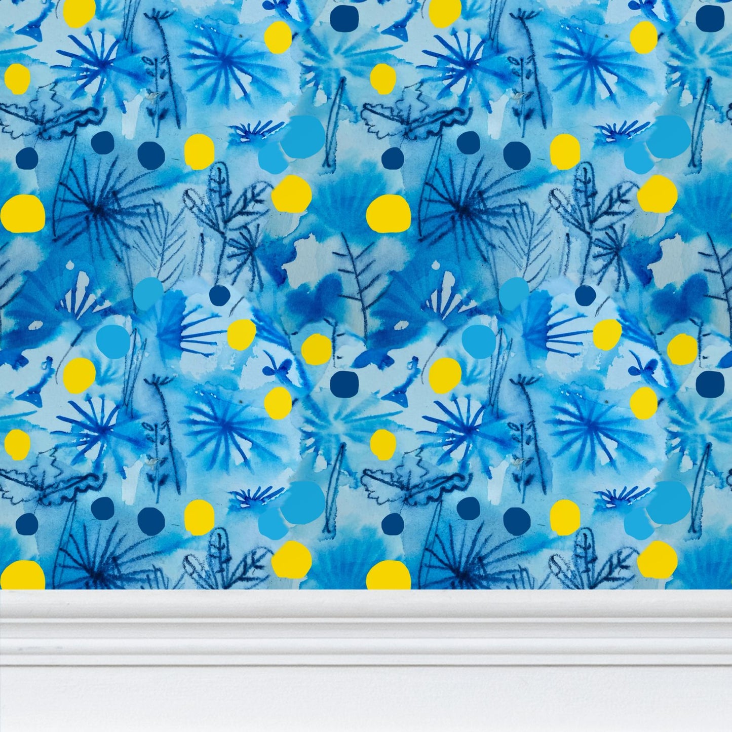 Watercolour spring Repeat Pattern Wallpaper