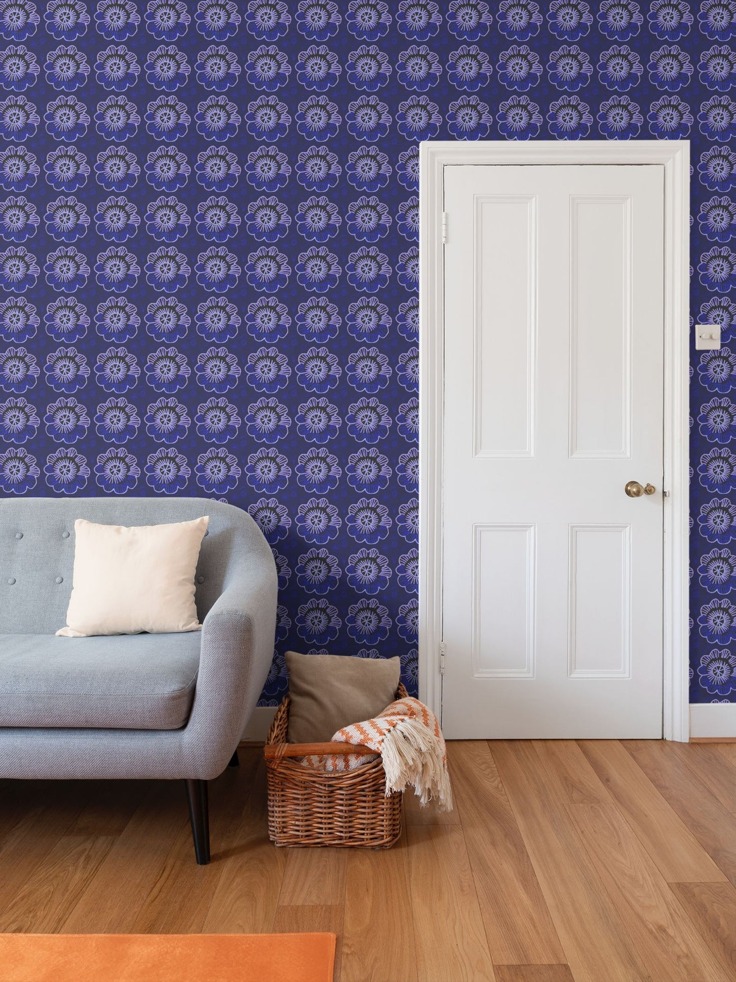 Chalk flowers Repeat Pattern Wallpaper