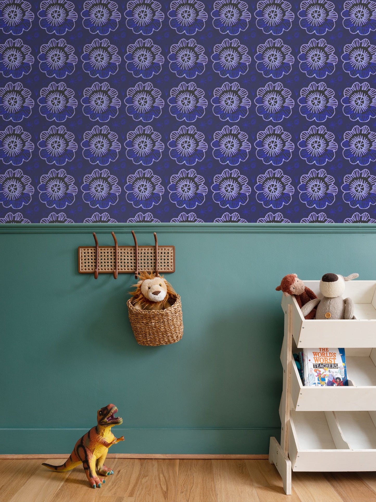 Chalk flowers Repeat Pattern Wallpaper