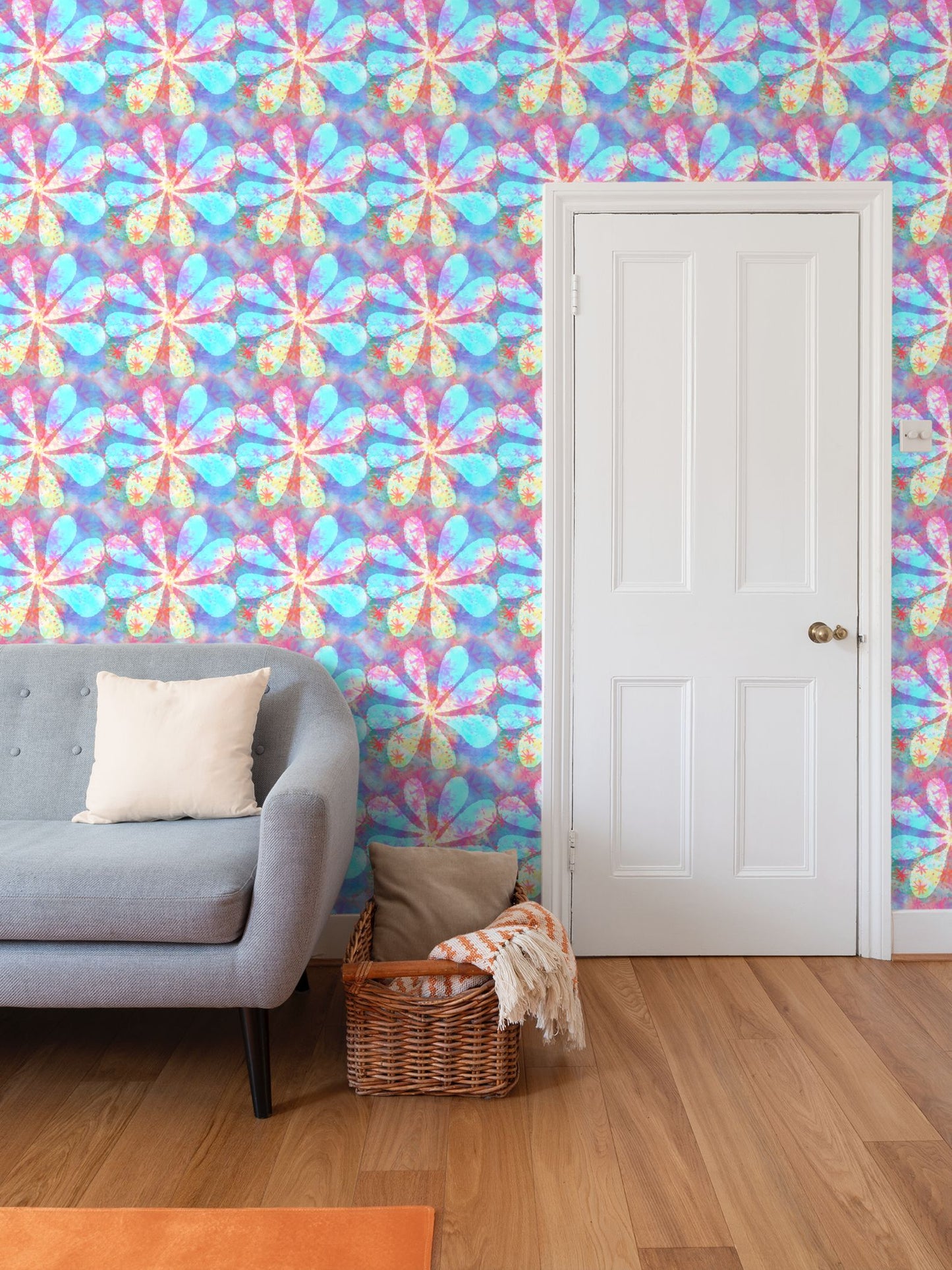Starry Flowers Repeat Pattern Wallpaper