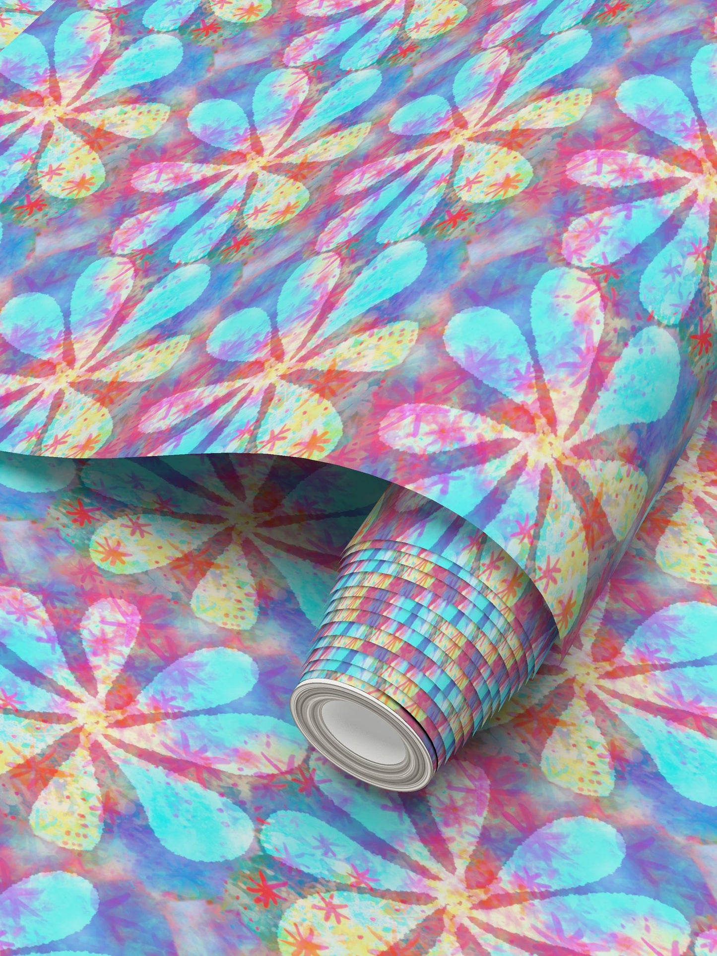 Starry Flowers Repeat Pattern Wallpaper