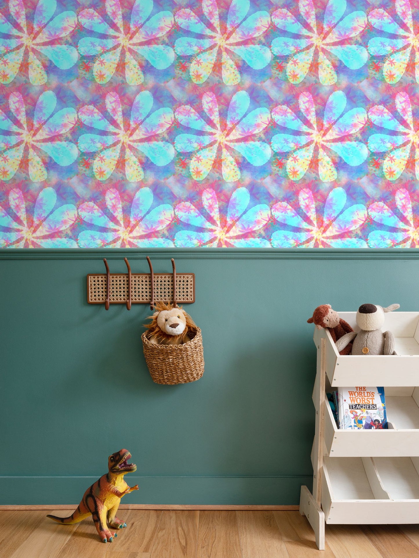 Starry Flowers Repeat Pattern Wallpaper