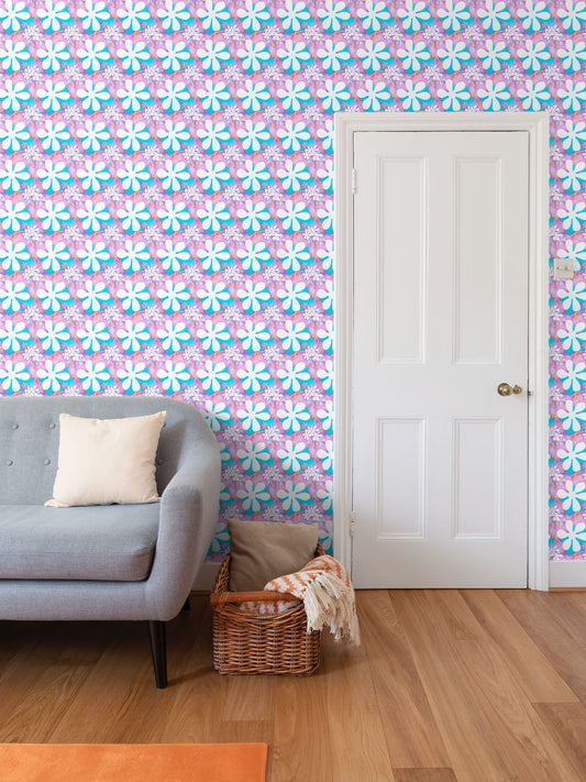 Lilac flowers Repeat Pattern Wallpaper