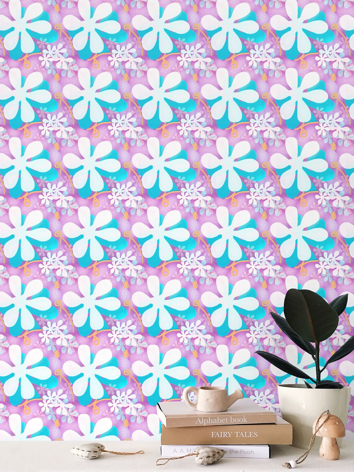 Lilac flowers Repeat Pattern Wallpaper