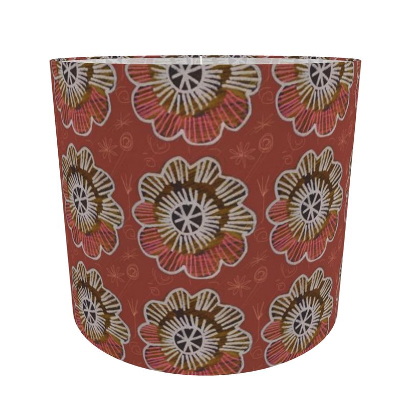 Chalk flowers terracotta Drum Lamp Shade
