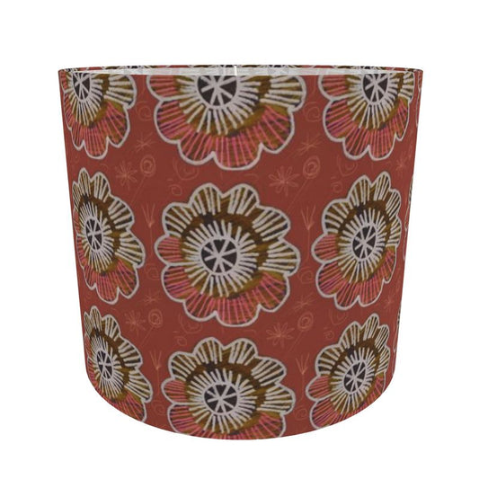 Chalk flowers terracotta Drum Lamp Shade