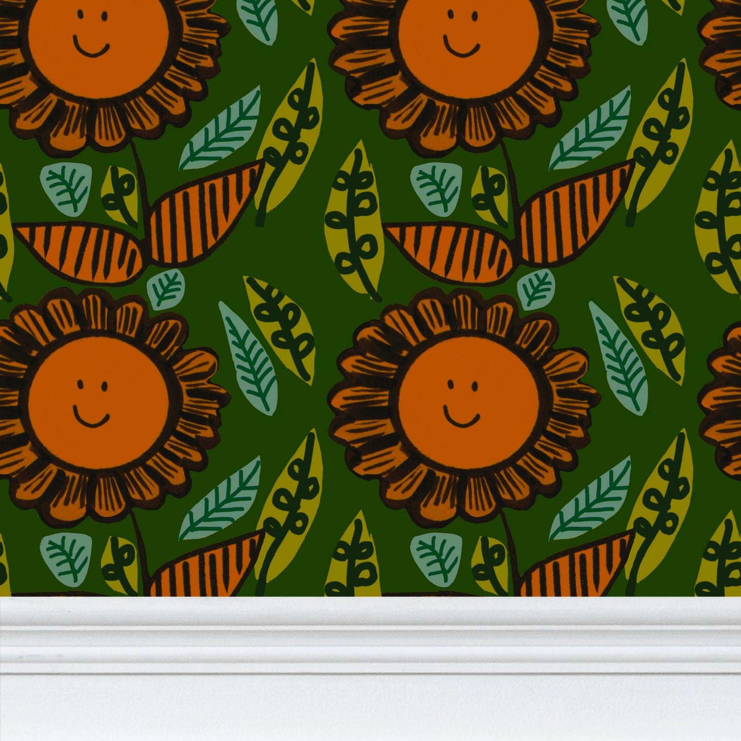 Happy Flower Repeat Pattern Wallpaper