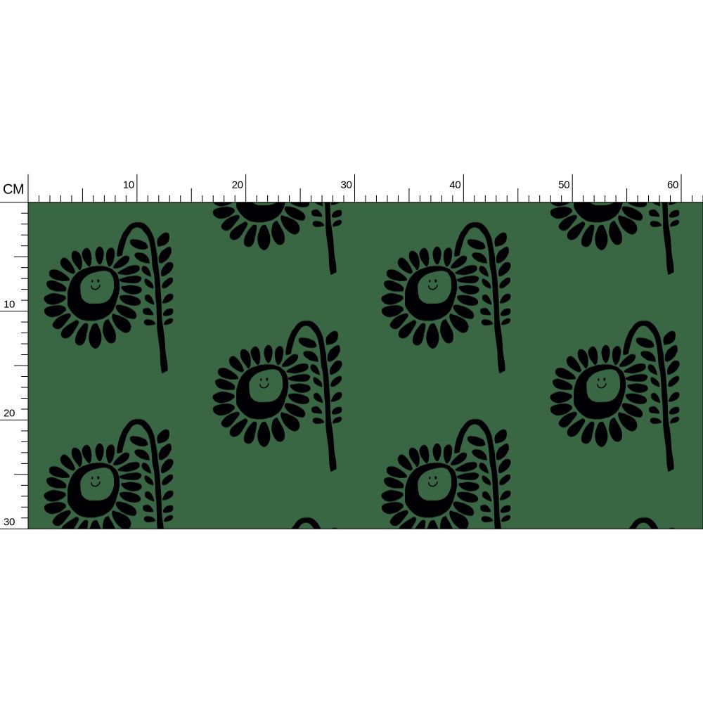 Grass Green Flower Repeat Pattern Wallpaper