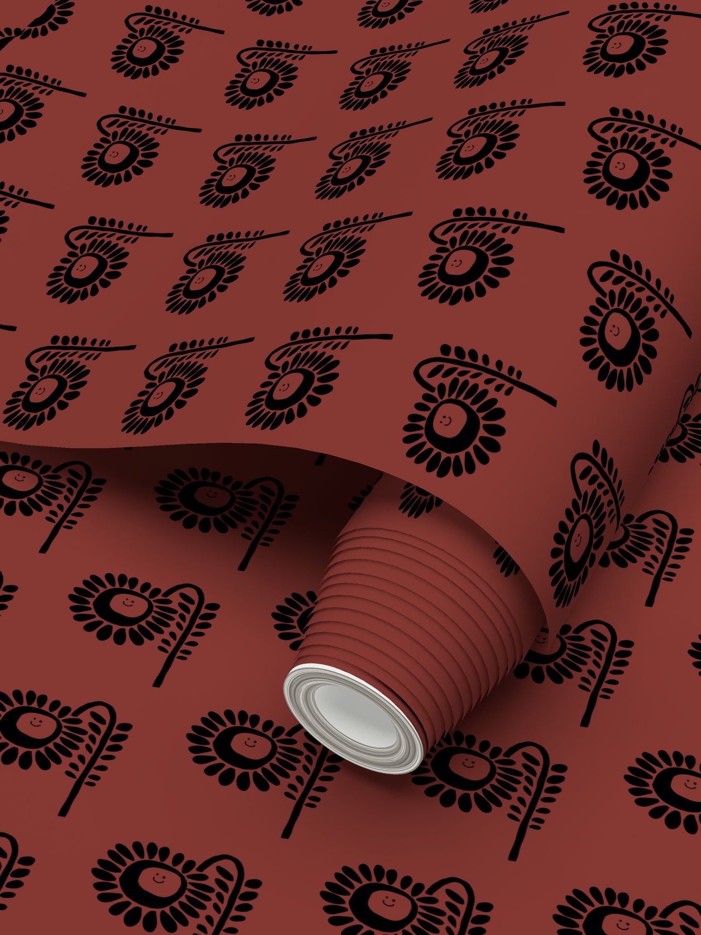 Terracotta Flower Repeat Pattern Wallpaper