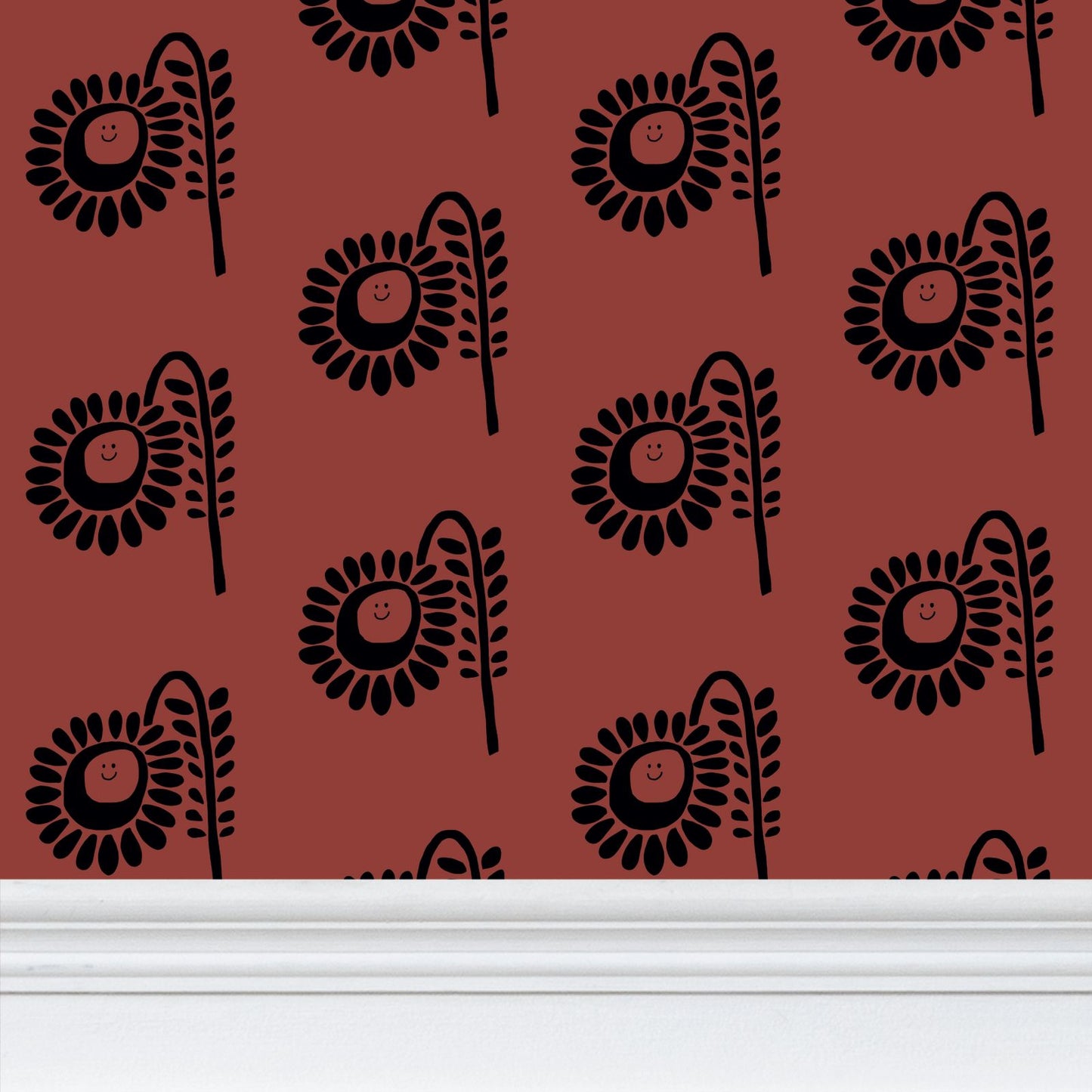 Terracotta Flower Repeat Pattern Wallpaper
