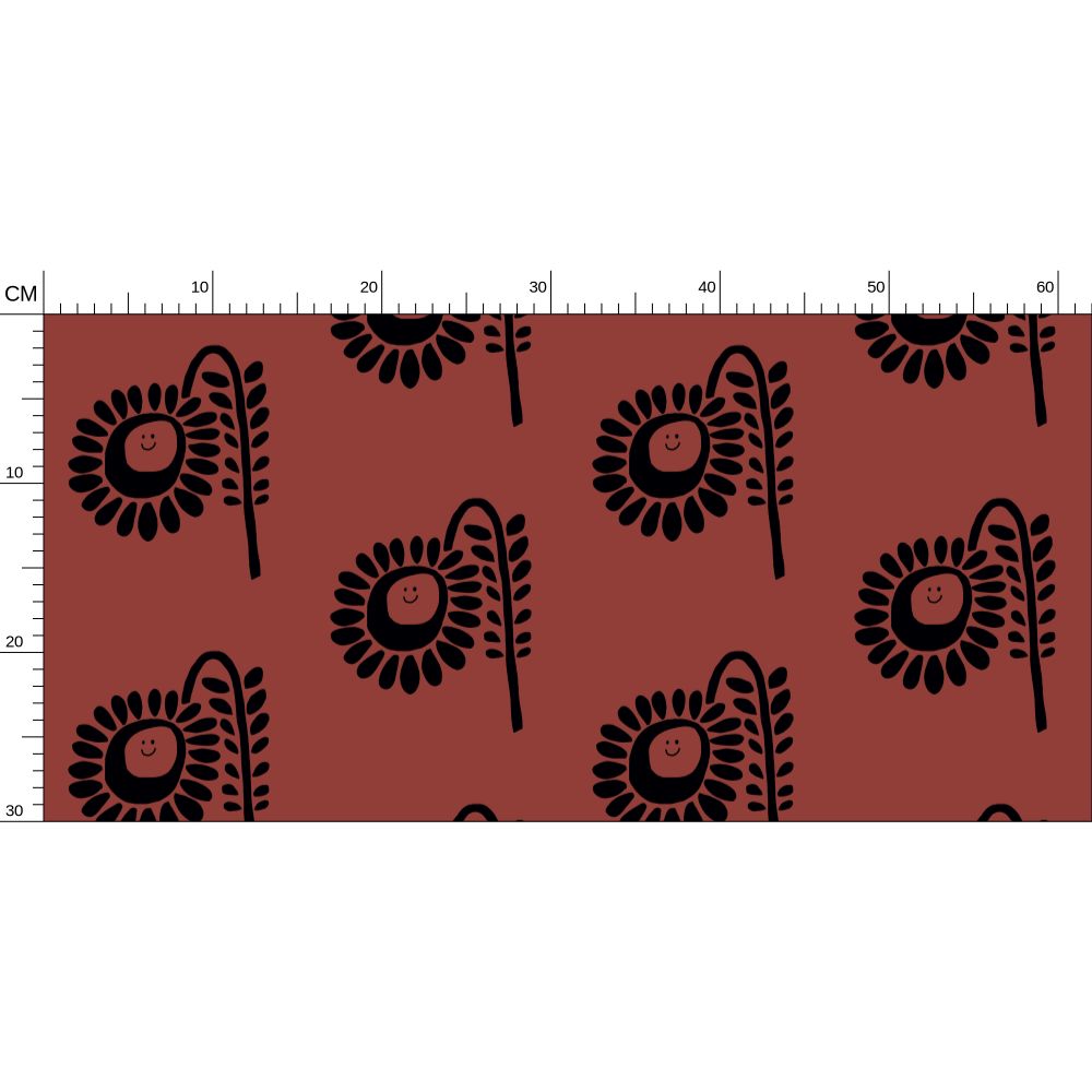 Terracotta Flower Repeat Pattern Wallpaper