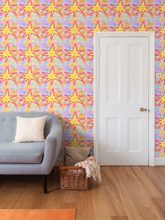 Bubble Star Repeat Pattern Wallpaper
