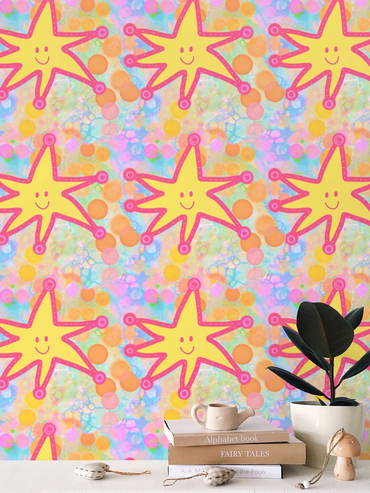 Bubble Star Repeat Pattern Wallpaper