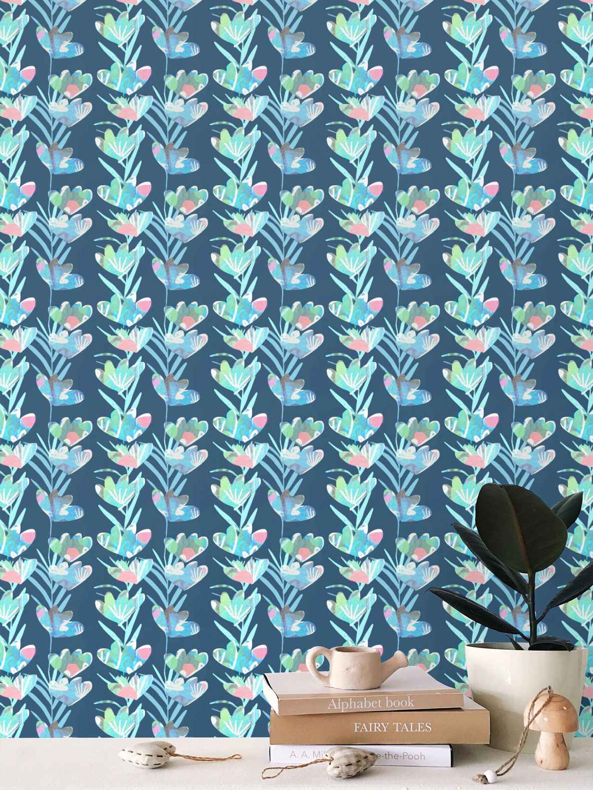 Paper Cut flowers Repeat Pattern Wallpaper