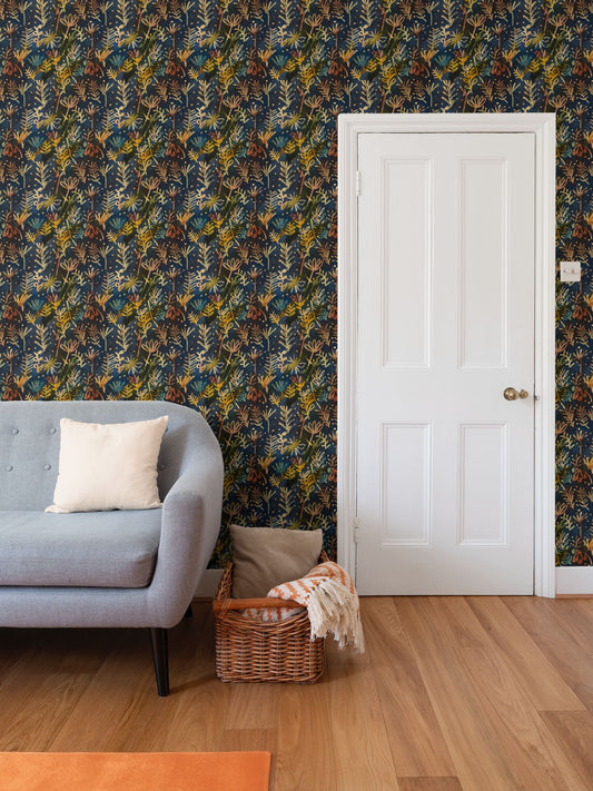 Moonlit leaves Repeat Pattern Wallpaper