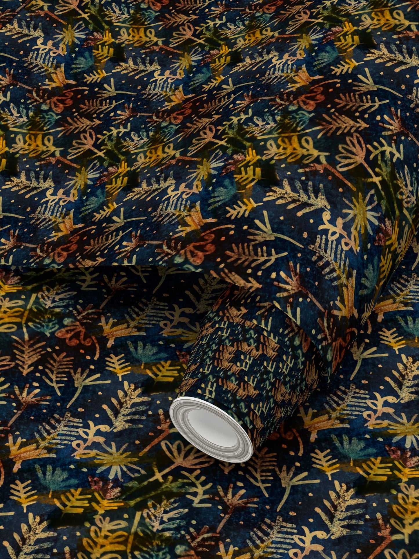 Moonlit leaves Repeat Pattern Wallpaper